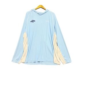 Simms‎ Men's Size 3XL Blue SolarFlex Fishing Hoodie UPF Long Sleeve Shirt Logo**